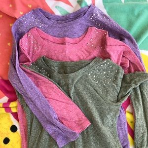 3 Justice long sleeved thin tops